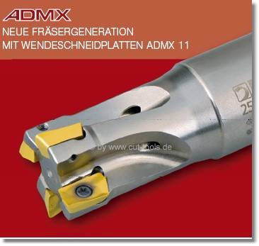Endmill cutter for ADMX 11 inserts